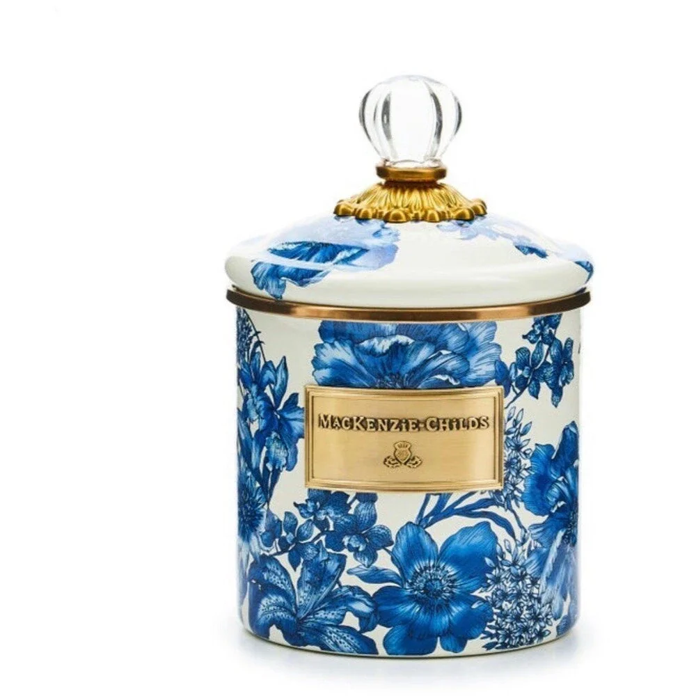 MacKenzie-Child Royal English Canister Blue and White 3pc Set New NIB